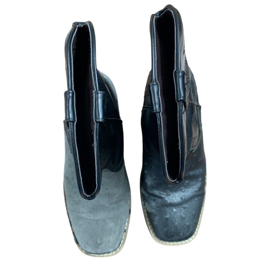 IUV Mens Size 8 Black Western Ostrich Style Embroidered Pull On Cowboy Boots