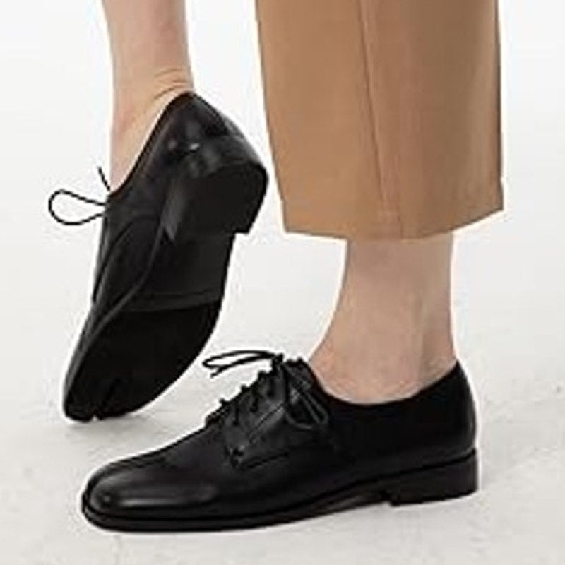Cuctos Womens Size 12 Black Faux Leather Lace Up 1" Heel Split Toe Oxford Shoes