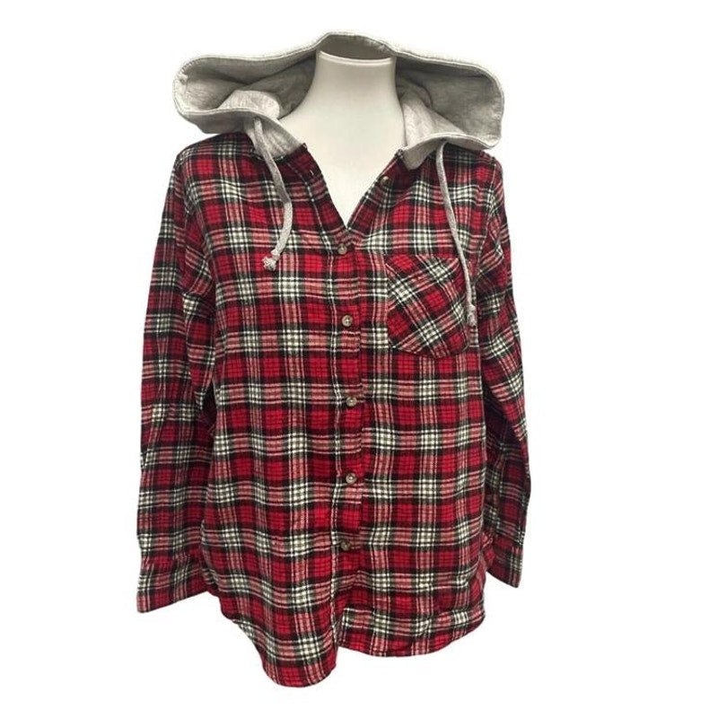 New Champion Unisex Medium Gray Pullover Sweatshirt w Bonus Plaid Flannel Hoodie