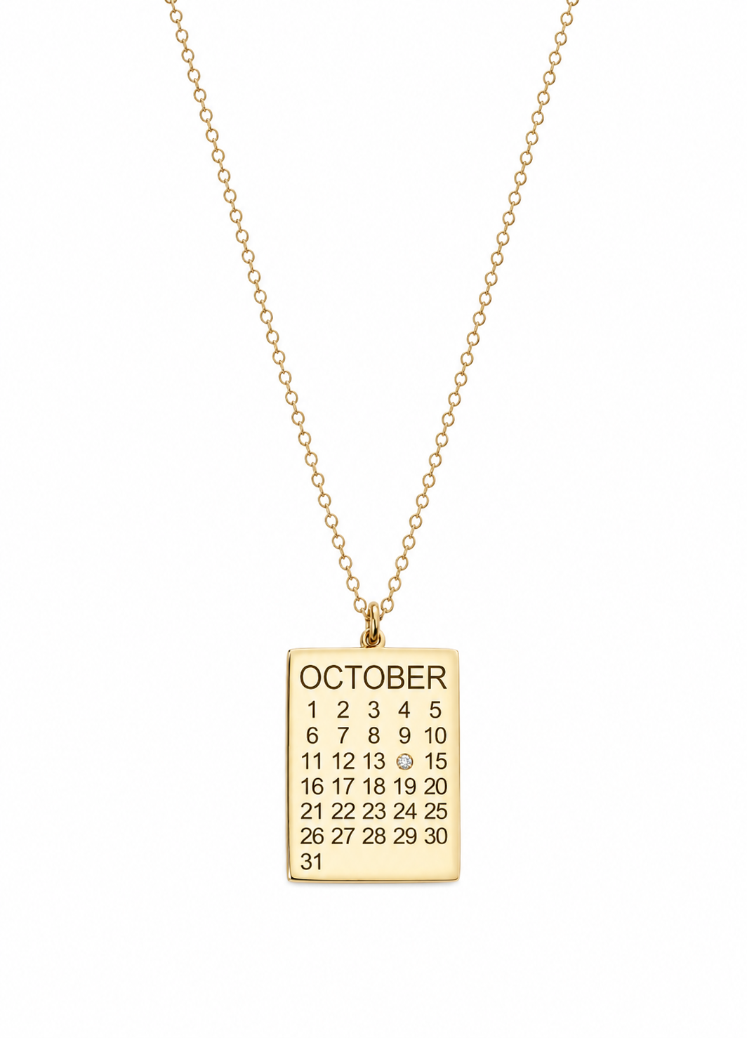 Calendar Diamond Charm Necklace