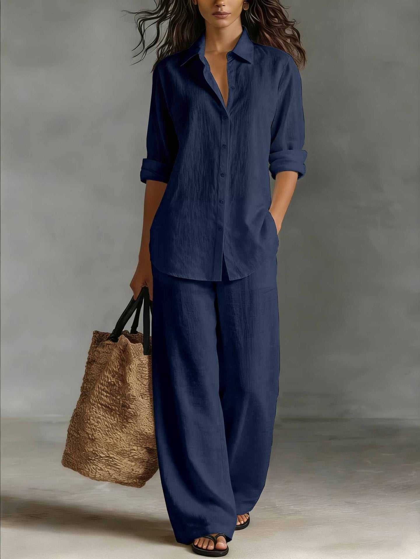 Women's Bohemian Cotton-Linen Top & Pants Set – Resort Lounge Co-ord