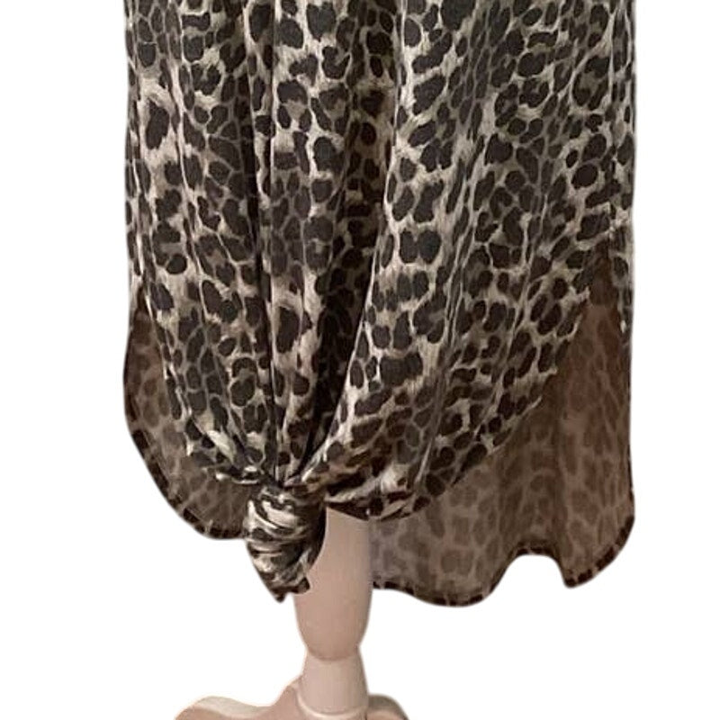 Jess Lea Womens Medium V-Neck Polyester Blend Animal Leopard  TShirt Maxi Dress