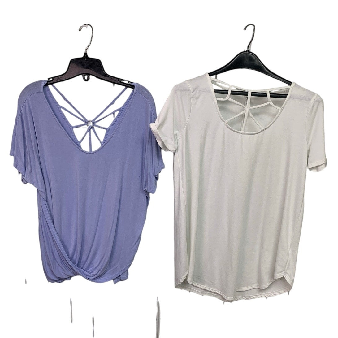 Lot of 2 Maurices Zenana Womens Medium Short Sleeve Lace Design Shirts