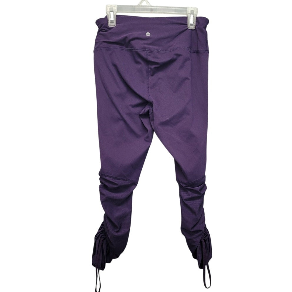 Avia Womens Small Purple Nylon PolySpandex Athletic Leg Drawstring Yoga Pants