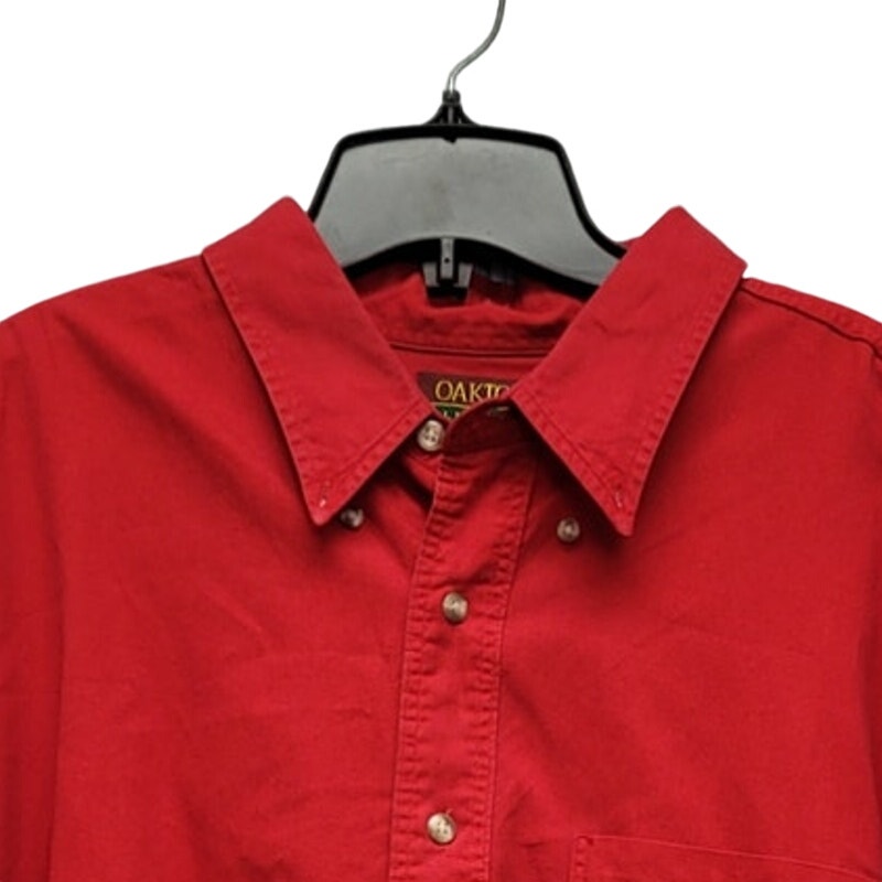 Oakton Mens 2XL 100% Cotton Long Sleeve Button Down Shirt w Front Pocket