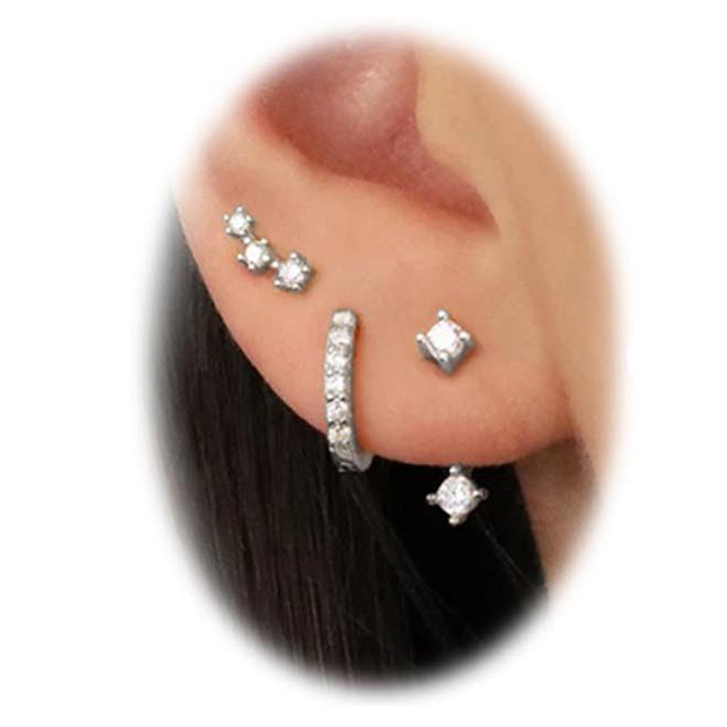 Womens Brass Earrings Set With Silver Needles And Real Gold Plating