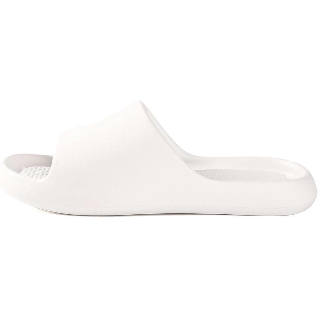 New Getoeu Womens Size 6 White PU Slip On Anti Slip Open Toe Shower Sandal Shoes