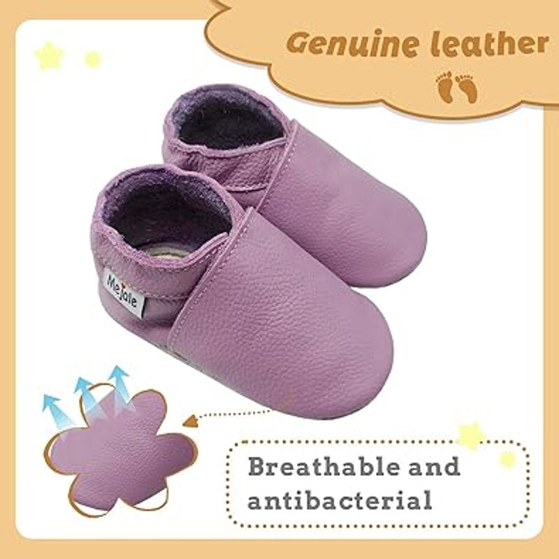 New Mejale Infant Baby 0-6 Months Purple Slip On Moccasin Round Toe Shoes