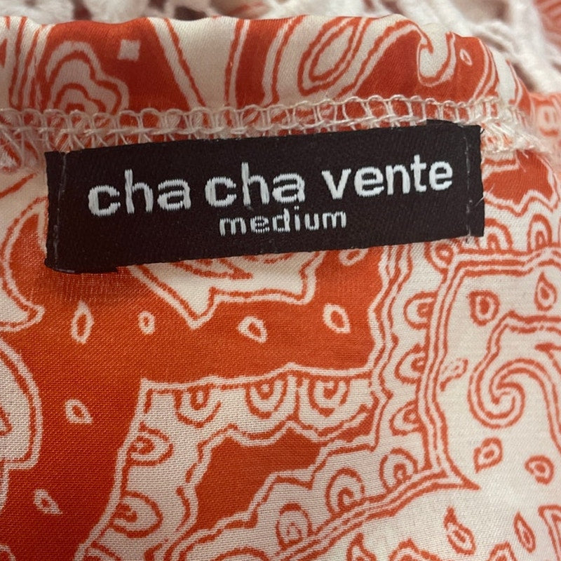 Cha Cha Vente Womens Medium Long Sleeve Boho Lacy Paisley Front Tie Blouse Top