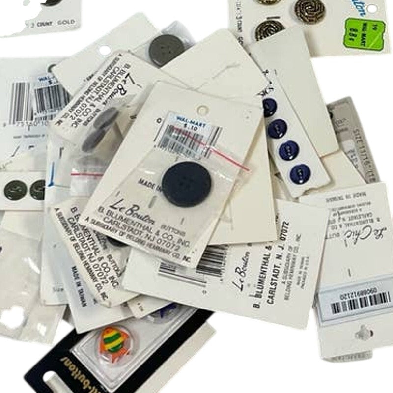 Vintage Lot of New Carded Small Round Brown White Metal Plastic Wooden Buttons
