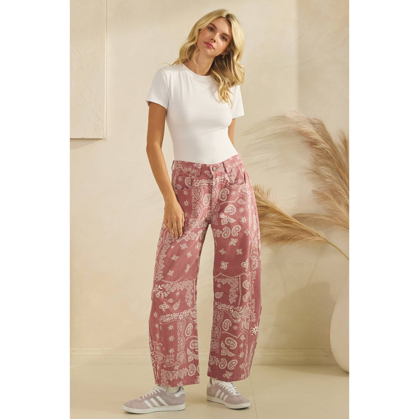 Vintage Pink Paisley Denim