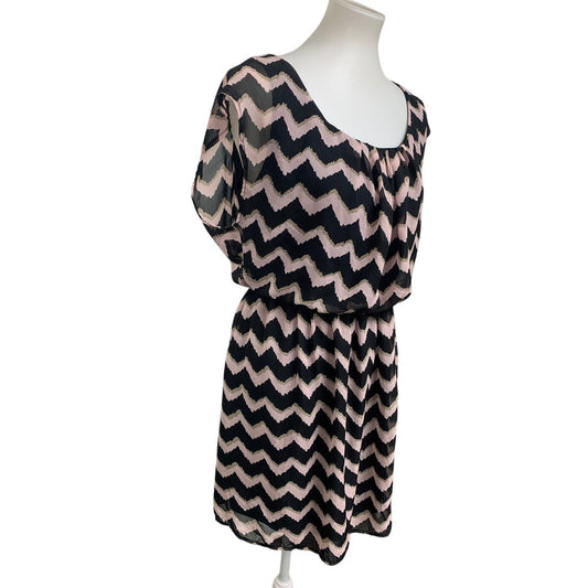 Lily Rose Womens Large 100% Polyester Chevron Stripe Sleevless Blouson Dress