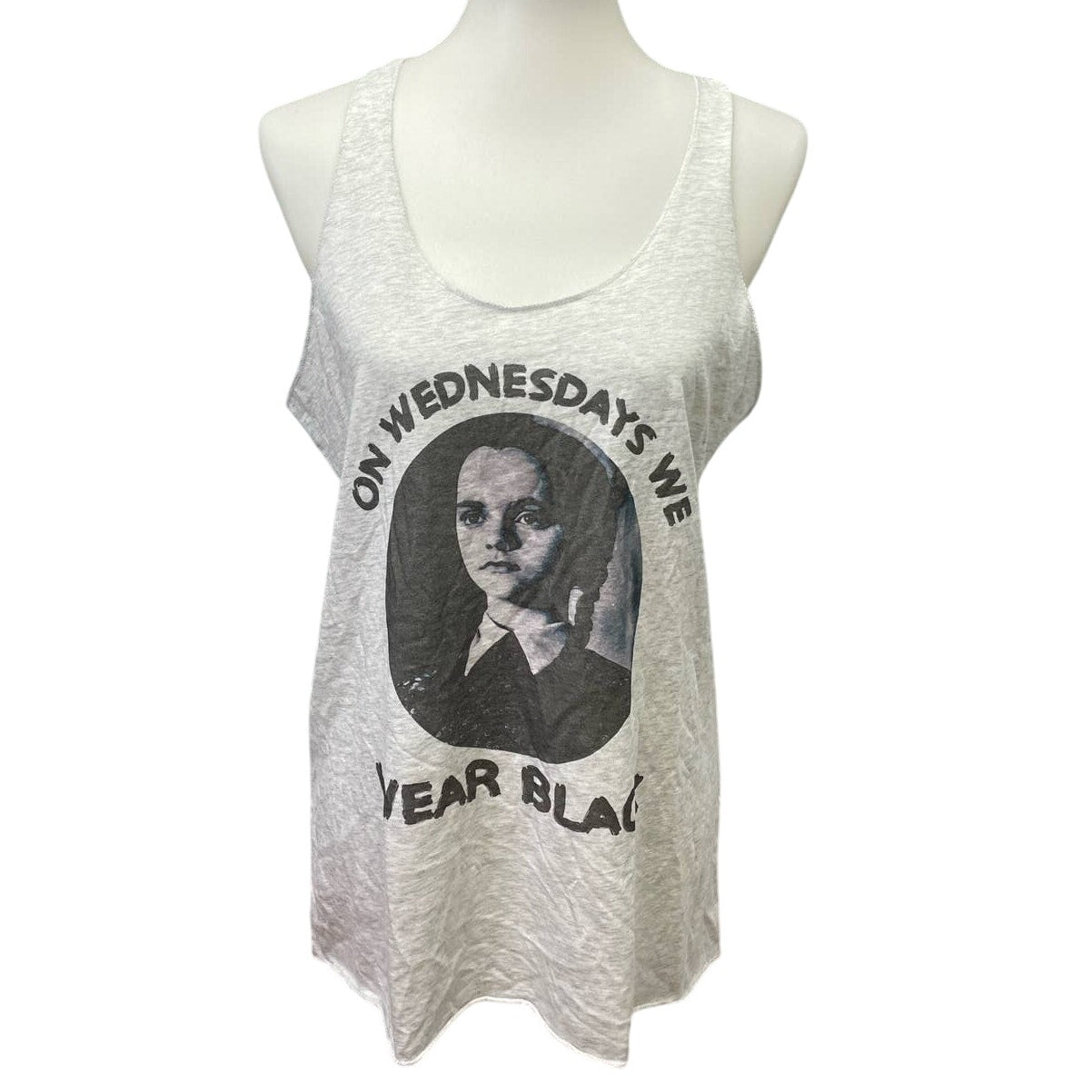 On Wednesdays We Wear Black Womens XL Addams Family PolyBlend Racerback Tank Top