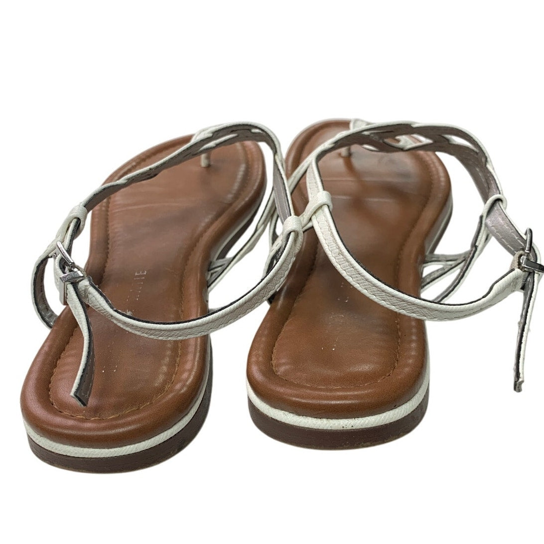 Kelly & Katie Womens Size 8.5 White Sandals T Strap Open Round Toe Shoes