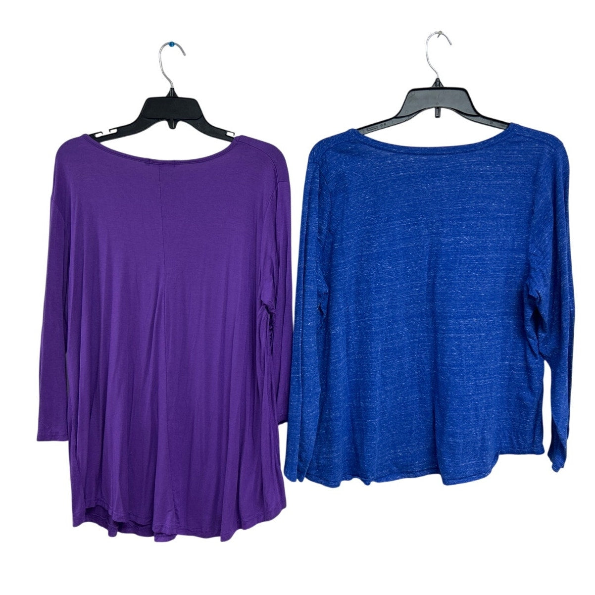 Lot of 2 Monnuro Evri Womens 2X Heathered Crew V Neck Key Hole Long Sleeve Tops