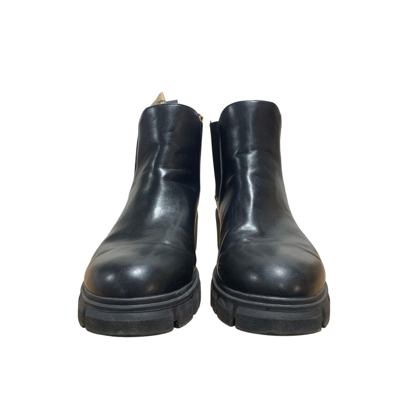 Athlefit Womens Size 9.5 Black 2" Chunky Heel Ankle Boots Slip On Shoes