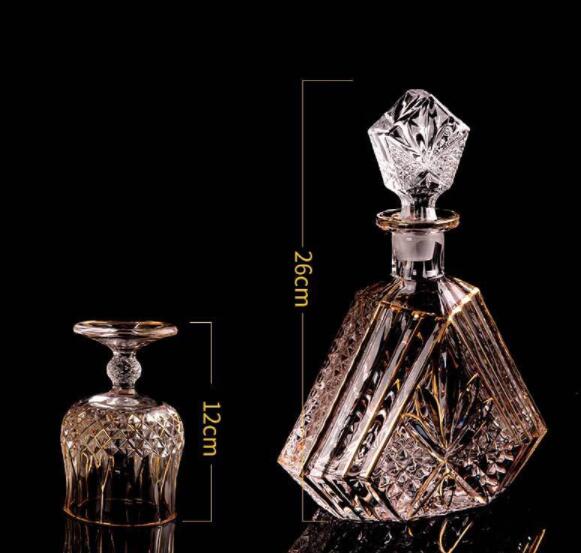 Chinese Crystal Glass Wine Gift Set – 7-Piece Gold Whiskey & Wine Set