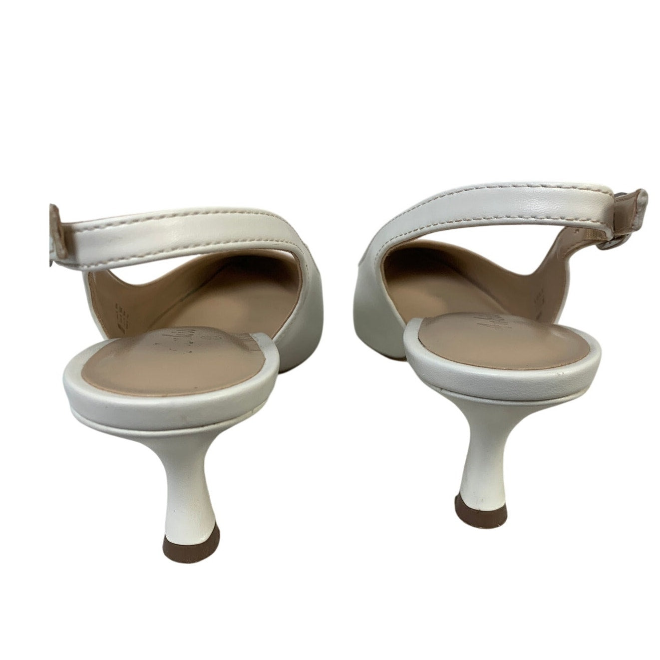 Ankis Womens Size 8 White 2.5" Heels Closed Pointed Toe Sling Back Shoes