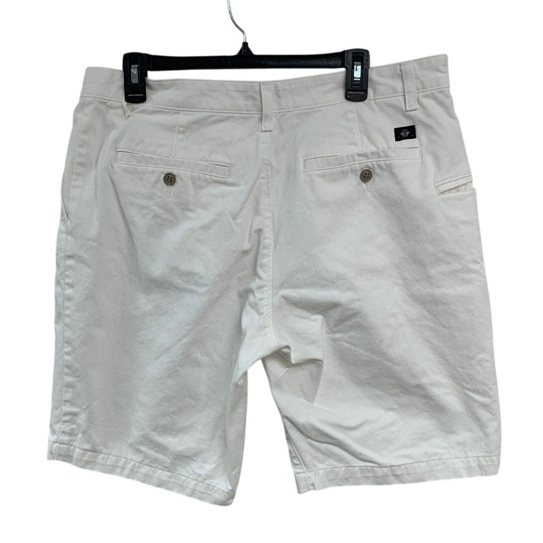 Dockers Mens Size 36 White 100% Cotton Multi Pocket Long Denim Shorts w Pockets