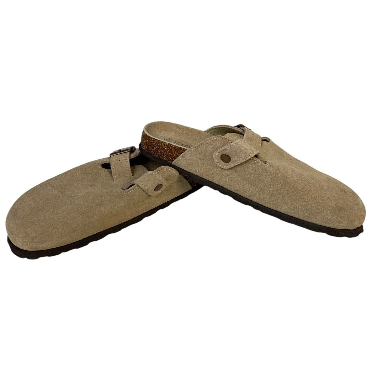 Kidmi Womens Size 11 Mocha Suede Clogs Round Toe Buckle Strap Slip On Shoes