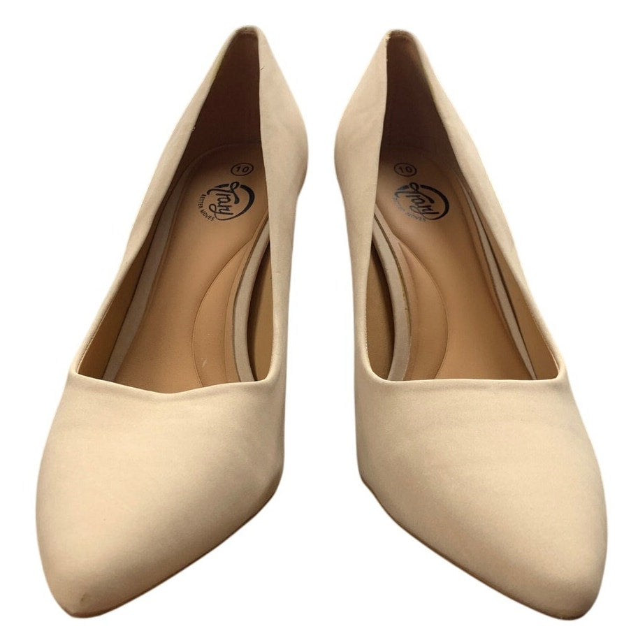 Trary Womens Size 10 Tan Faux Suede 4" Heel Pointy Closed Toe Pumps Shoes