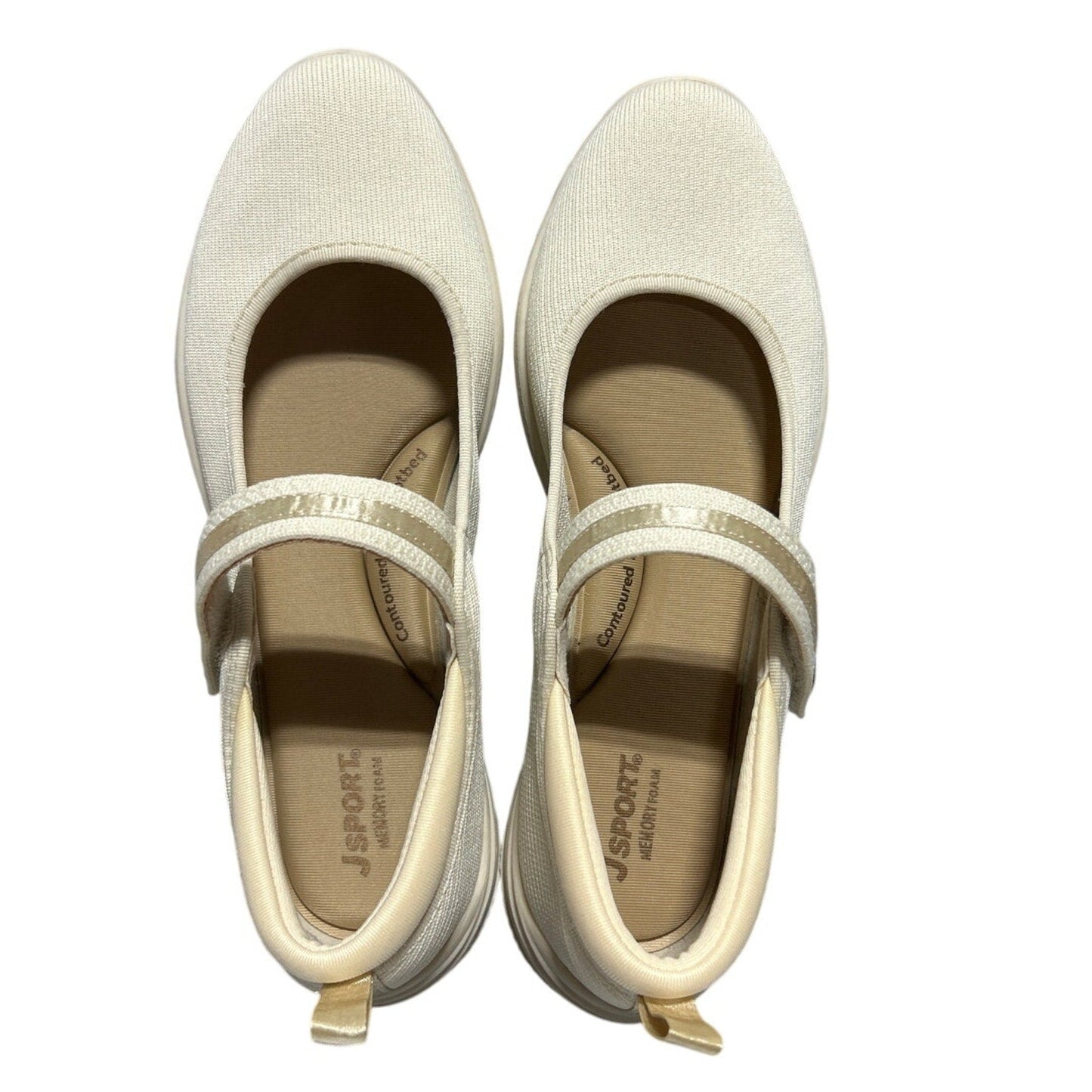 JSport Womens Size 8 Beige Tan Hook Loop Closure Mary Jane Comfort Shoes