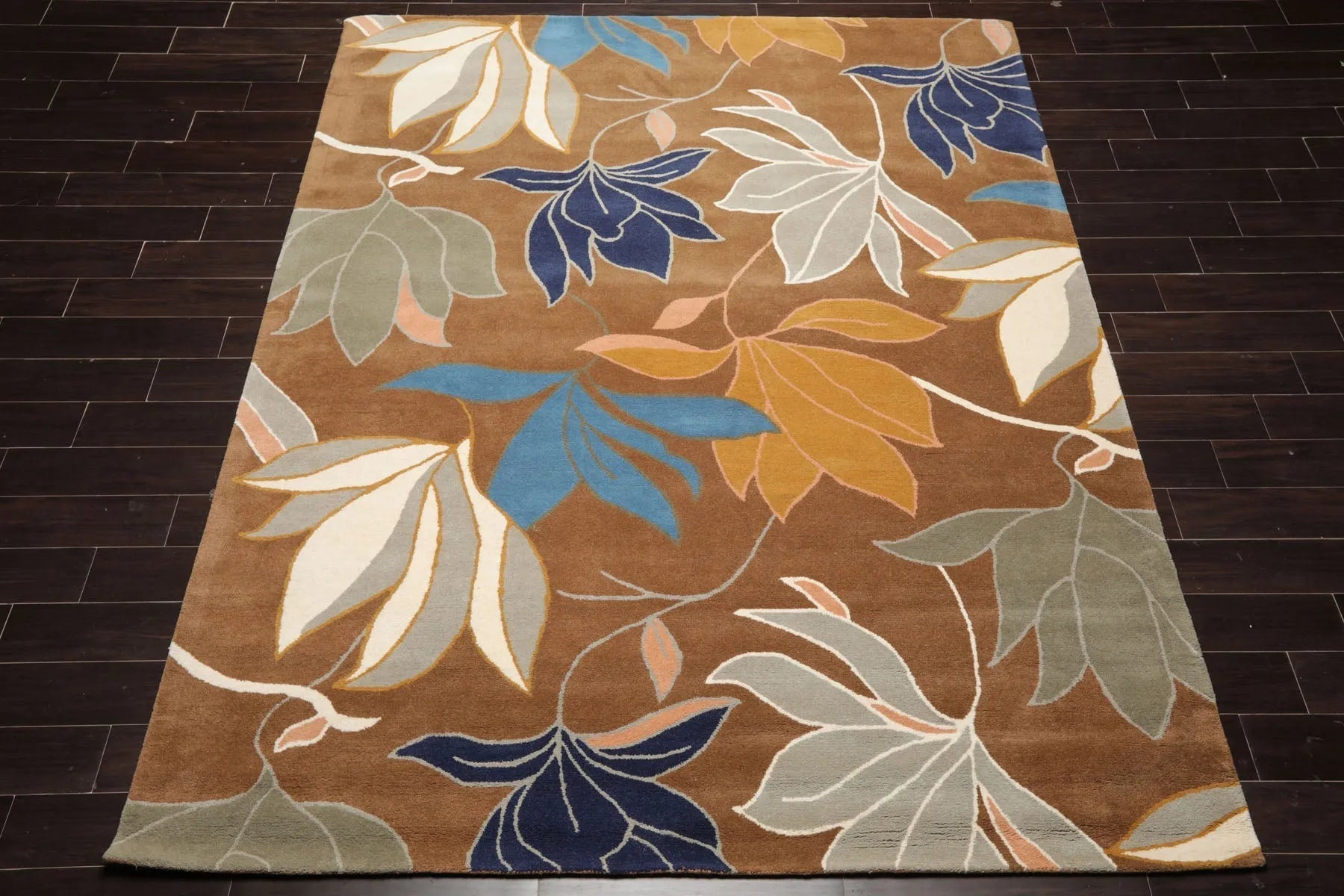 LoomBloom Multi Size Brown Hand Tufted Contemporary Floral Wool Oriental Area Rug-2