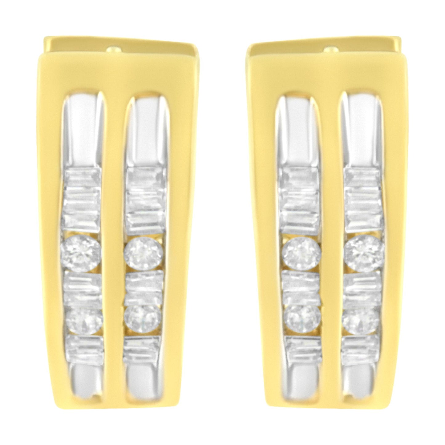 10K Yellow Gold 1/2 cttw Diamond Huggy Heart Hoop Earrings (I-J Clarity, I2-I3 Color)-3