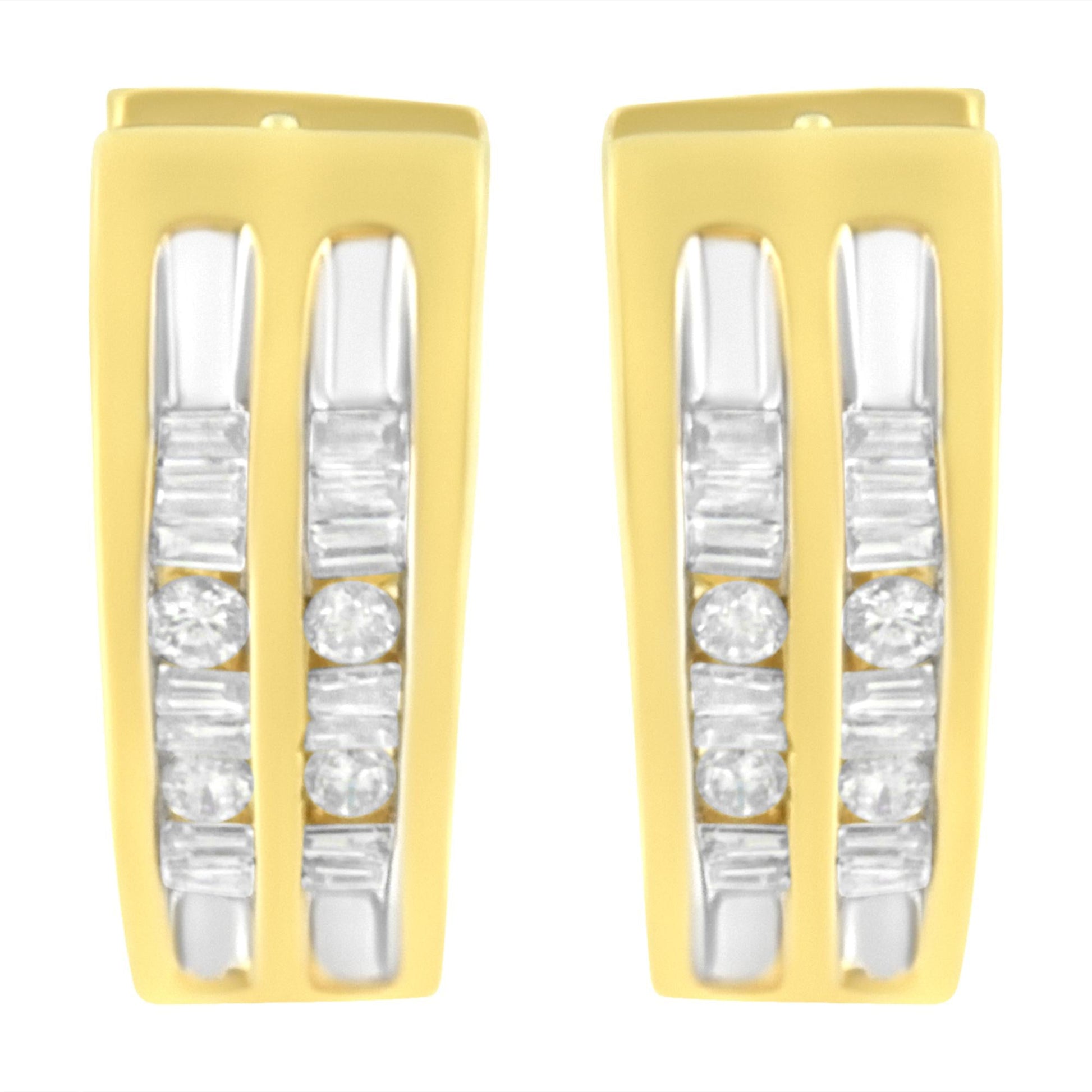 10K Yellow Gold 1/2 cttw Diamond Huggy Heart Hoop Earrings (I-J Clarity, I2-I3 Color)-3