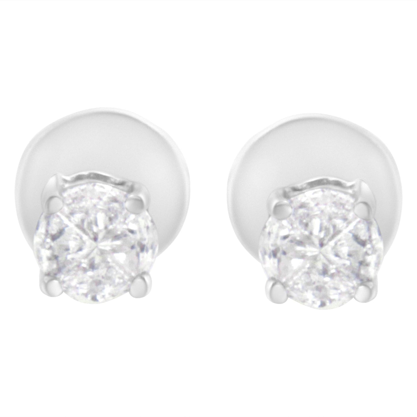 14K White Gold 1/2 Cttw Pie-Cut Diamond Solitaire Stud Earrings (H-I Color, SI1-SI2 Clarity)-0