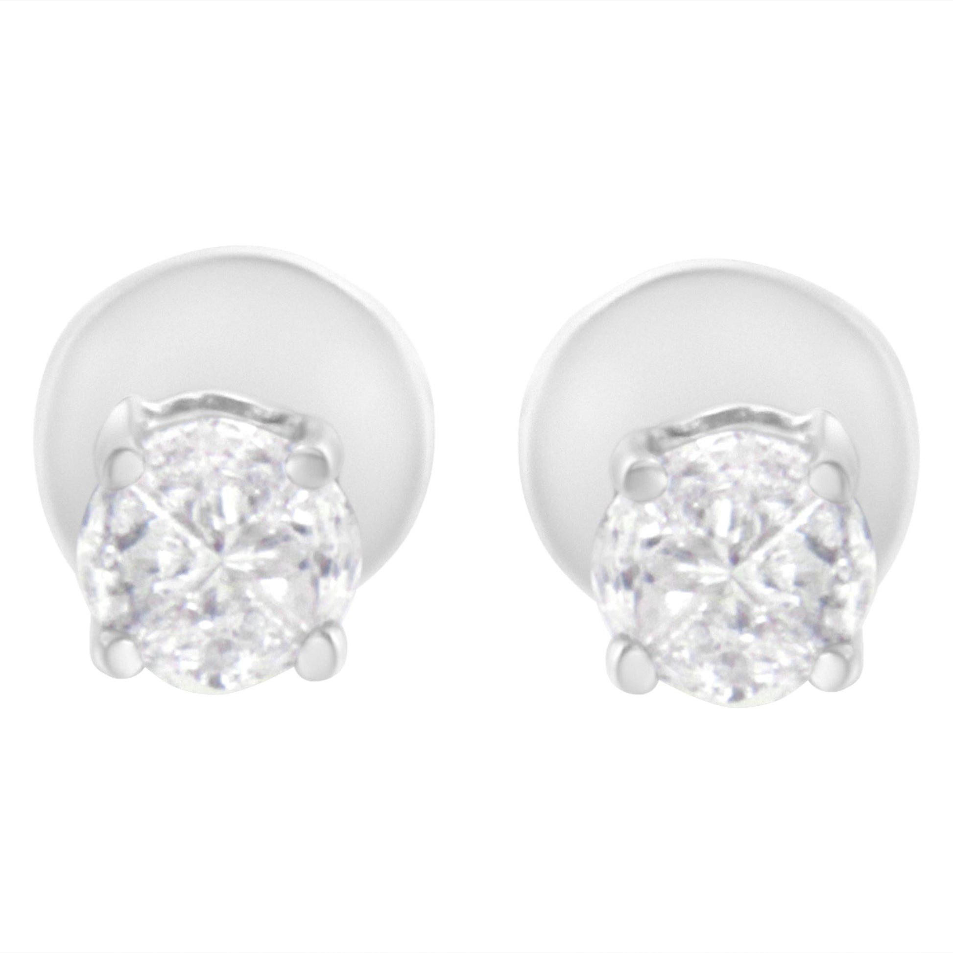 14K White Gold 1/2 Cttw Pie-Cut Diamond Solitaire Stud Earrings (H-I Color, SI1-SI2 Clarity)-0