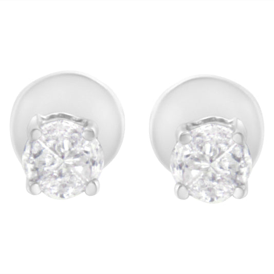 14K White Gold 1/2 Cttw Pie-Cut Diamond Solitaire Stud Earrings (H-I Color, SI1-SI2 Clarity)-0