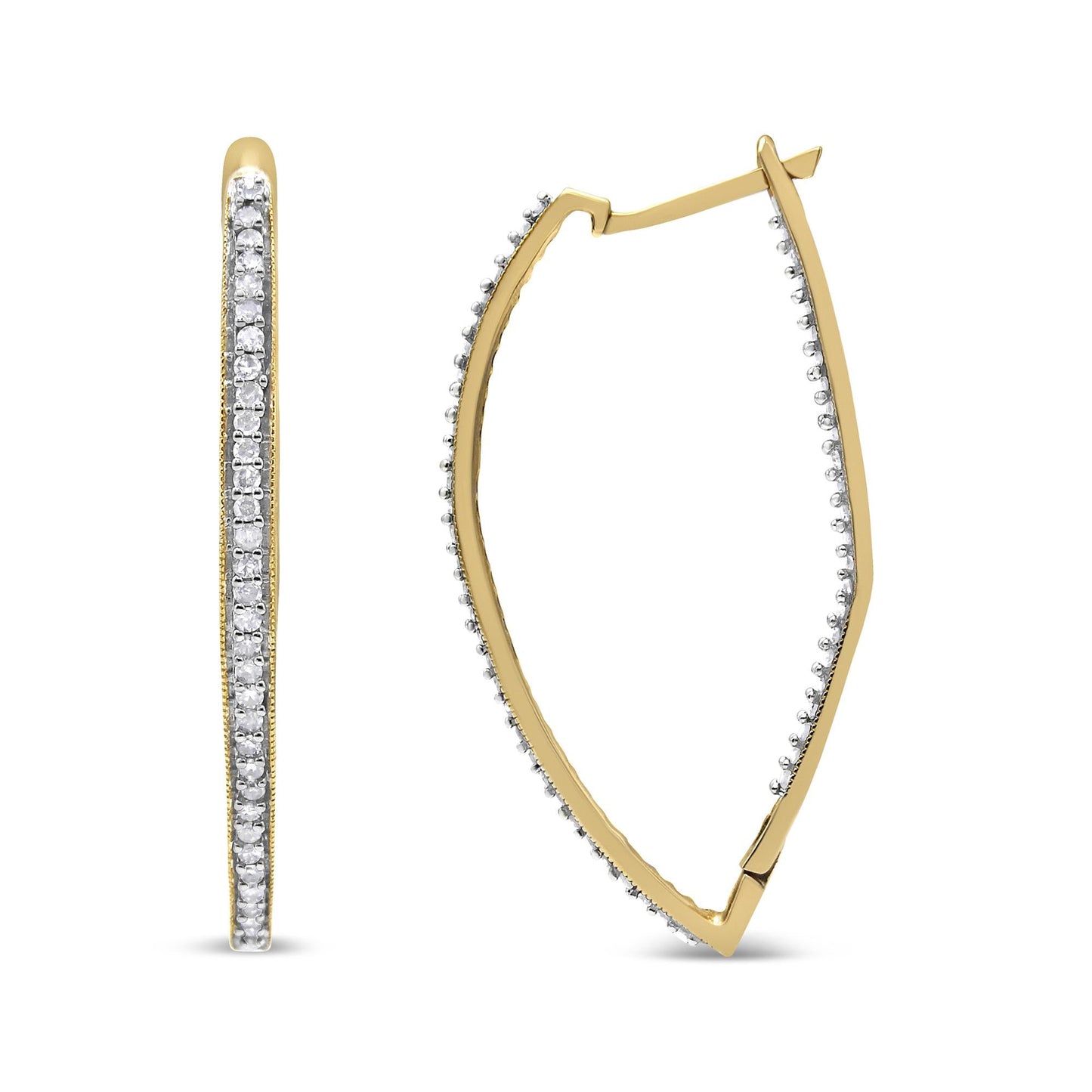 10k Yellow Gold Round Cut Diamond Earrings (1 cttw, I-J Color, I2-I3 Clarity)-3