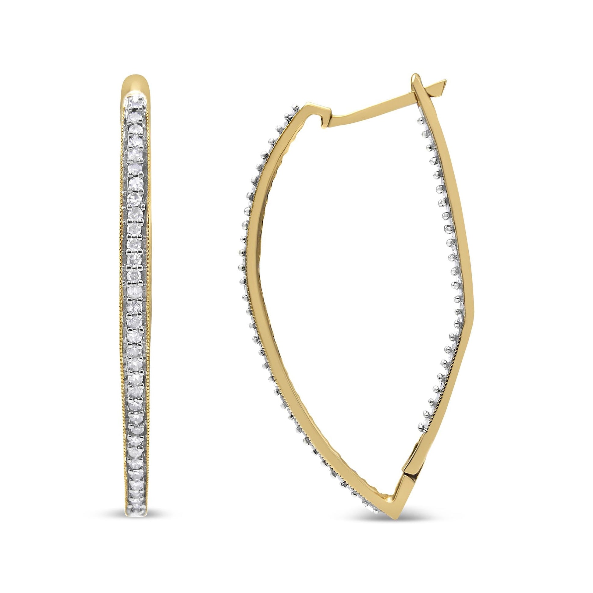 10k Yellow Gold Round Cut Diamond Earrings (1 cttw, I-J Color, I2-I3 Clarity)-3
