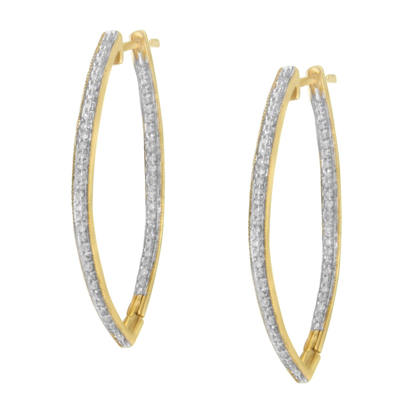 10k Yellow Gold Round Cut Diamond Earrings (1 cttw, I-J Color, I2-I3 Clarity)-4