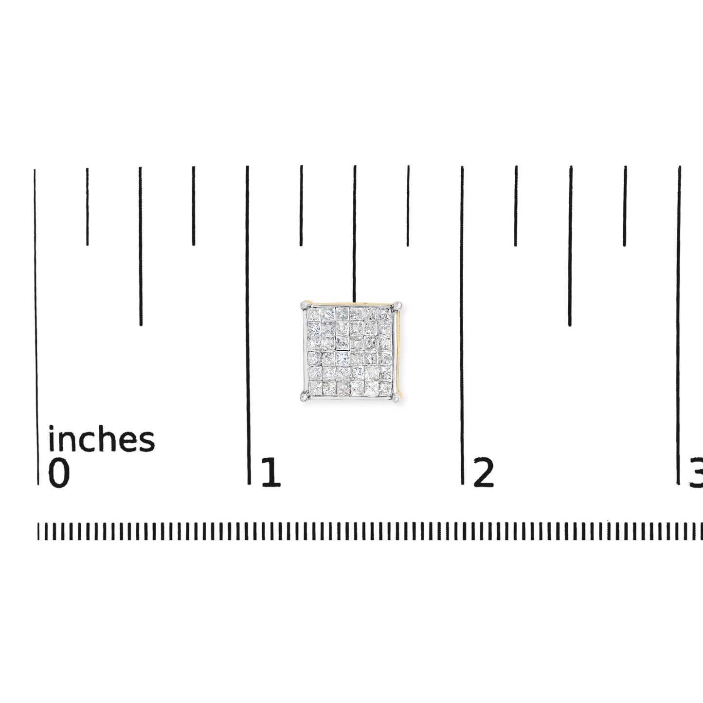 10K Yellow Gold 2.0 Cttw Invisible-Set Princess-Cut Diamond Stud Earrings-4