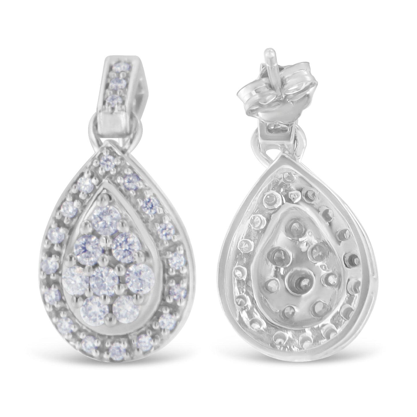 10k White Gold Round Cut Diamond Earrings (0.75 cttw, H-I Color, I1-I2 Clarity)-1