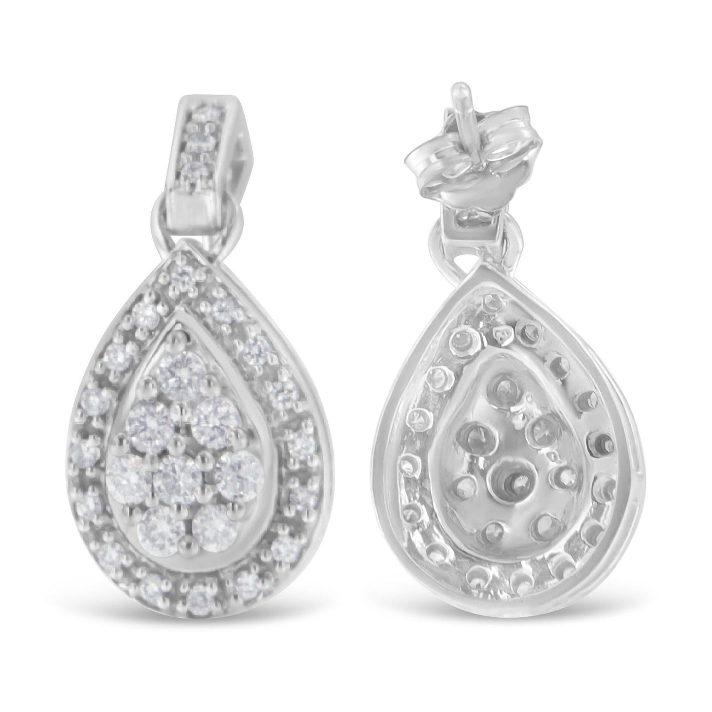 10k White Gold Round Cut Diamond Earrings (0.75 cttw, H-I Color, I1-I2 Clarity)-2