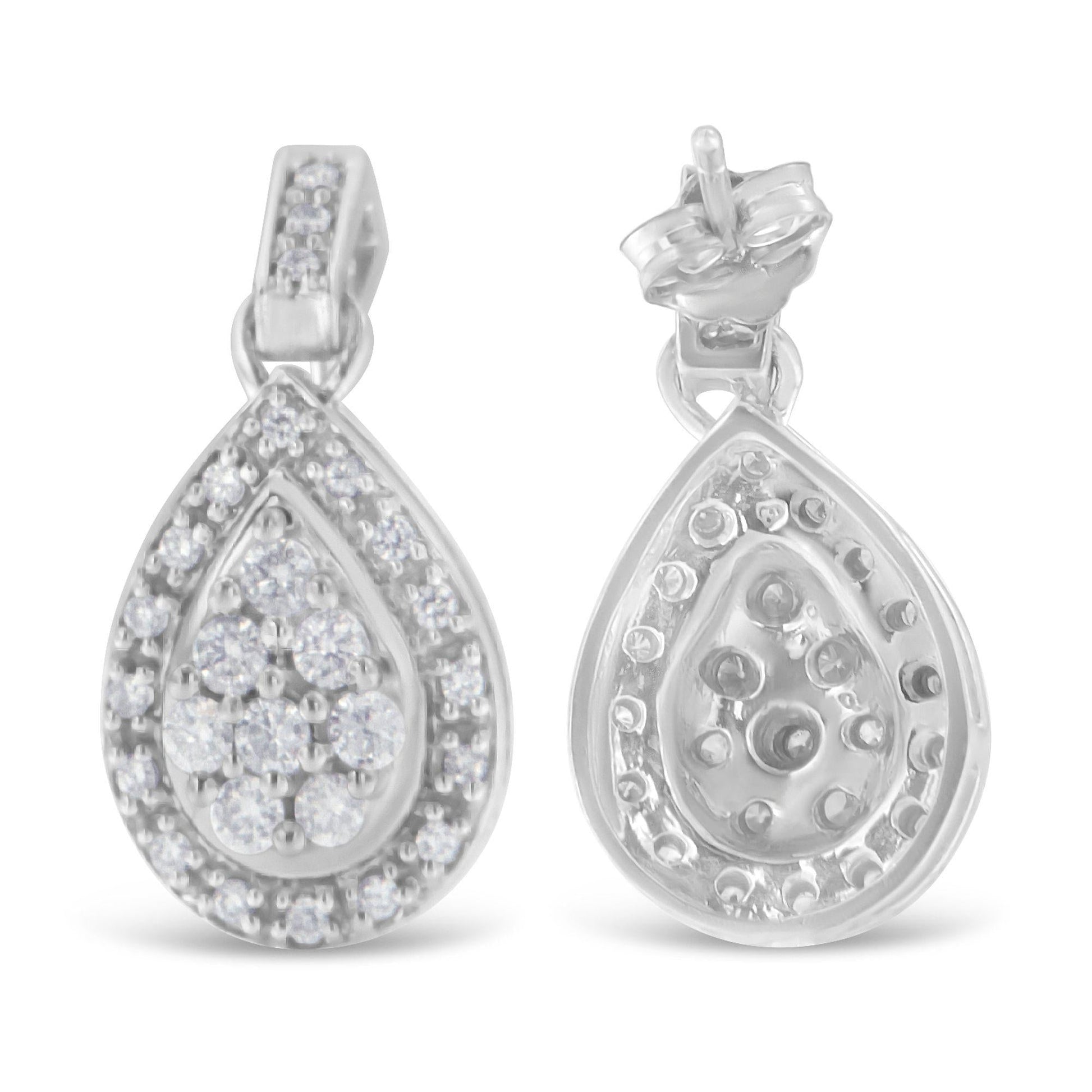 10k White Gold Round Cut Diamond Earrings (0.75 cttw, H-I Color, I1-I2 Clarity)-2