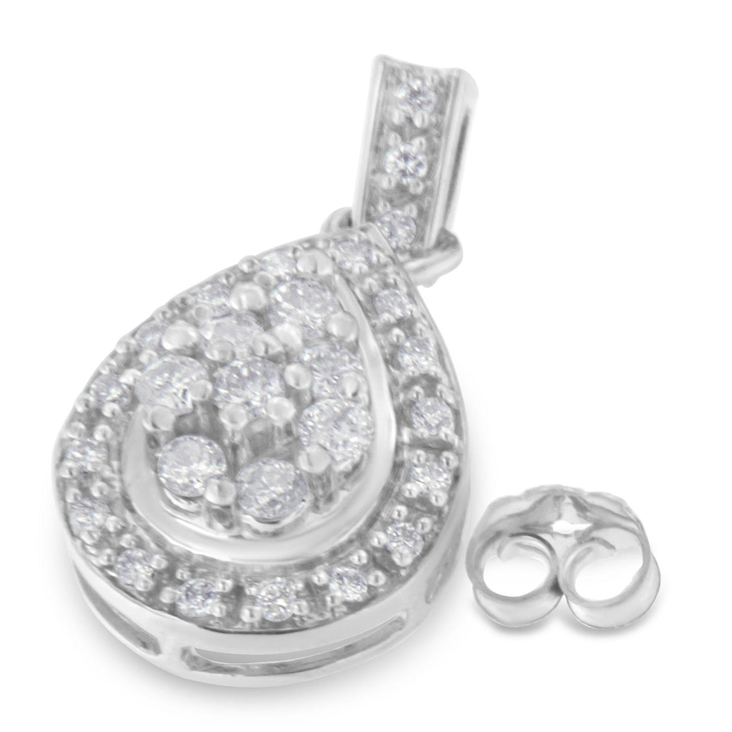 10k White Gold Round Cut Diamond Earrings (0.75 cttw, H-I Color, I1-I2 Clarity)-3
