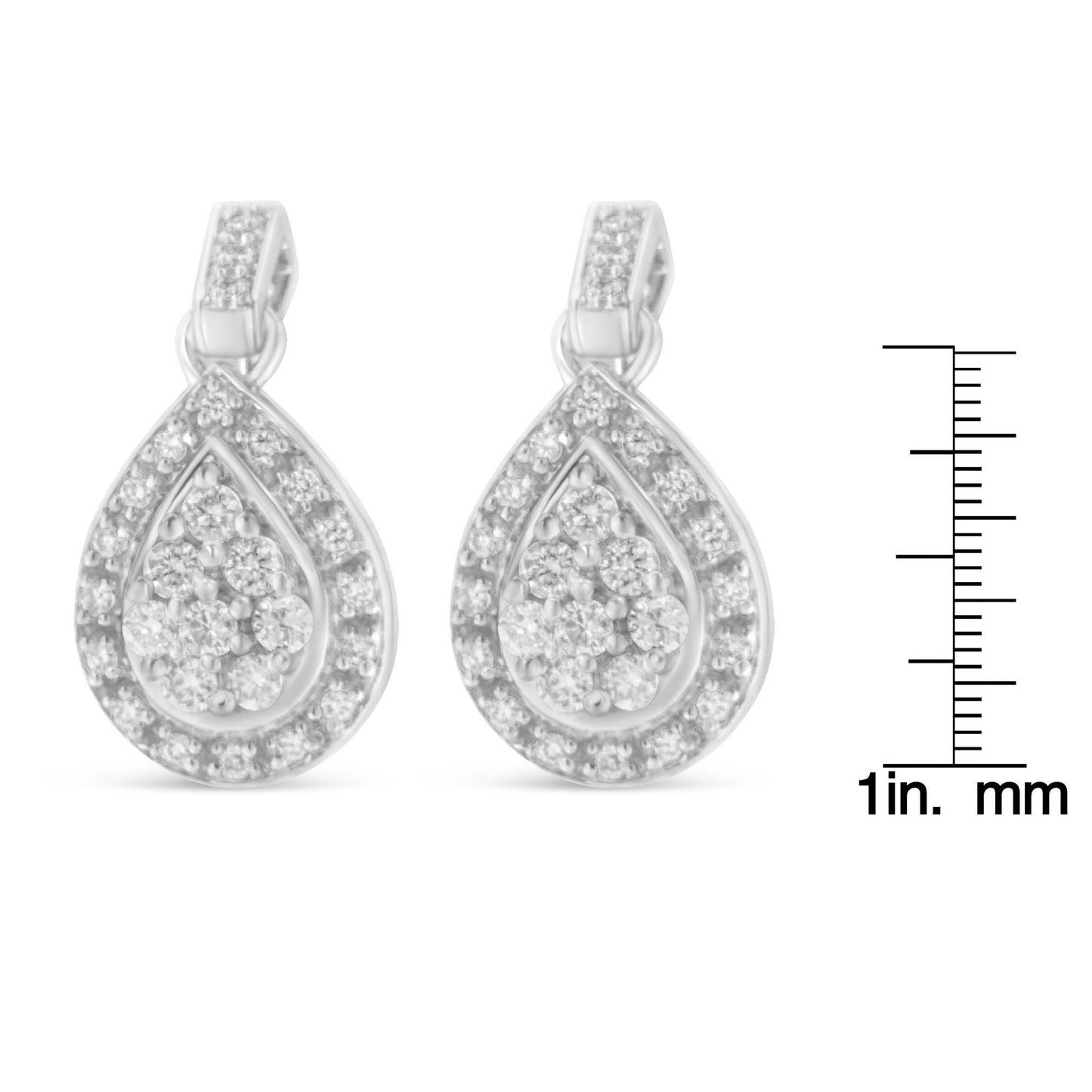 10k White Gold Round Cut Diamond Earrings (0.75 cttw, H-I Color, I1-I2 Clarity)-4