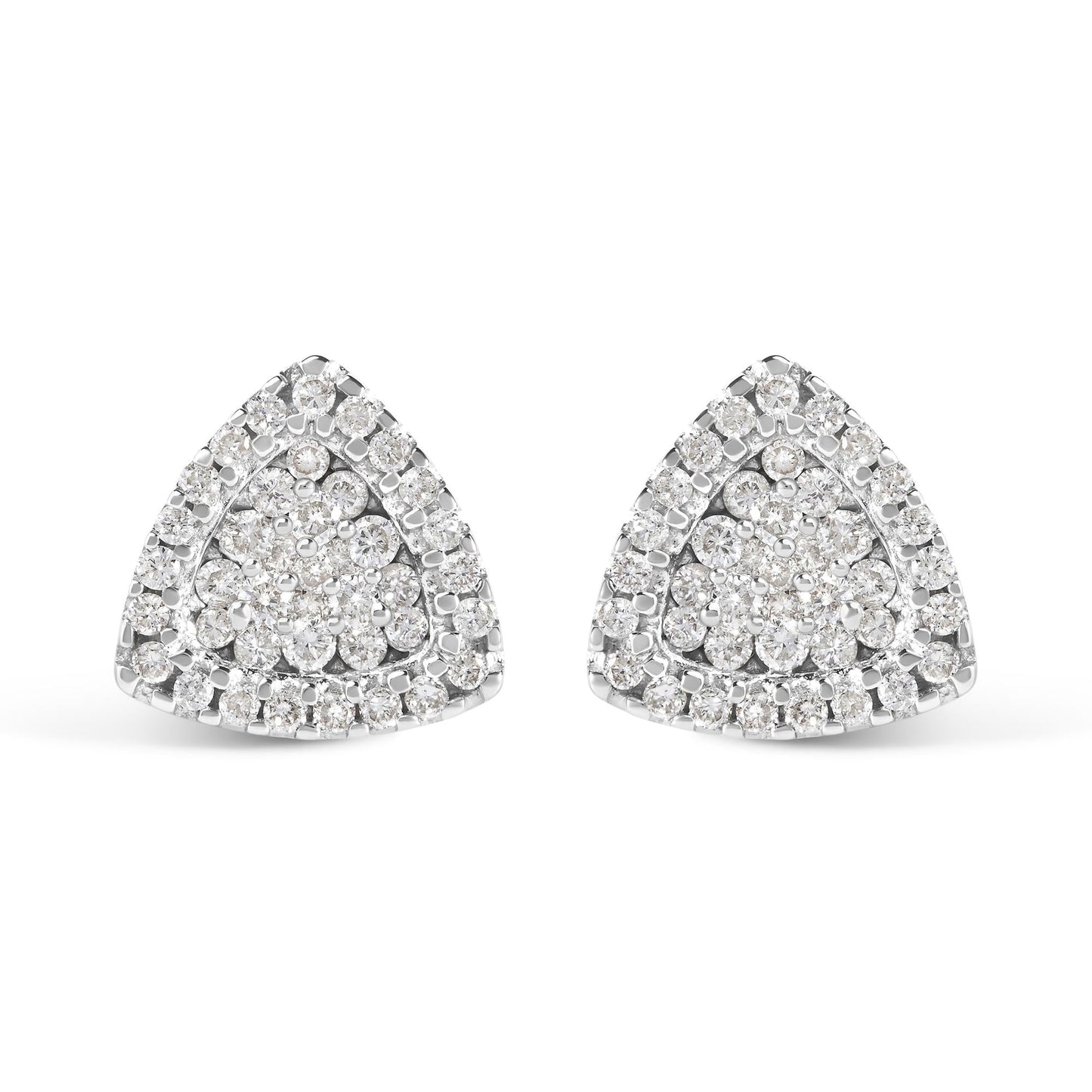 14K White Gold 1/2 cttw Trillion Shaped Diamond Stud Earrings (H-I Clarity, SI2-I1 Color)-0