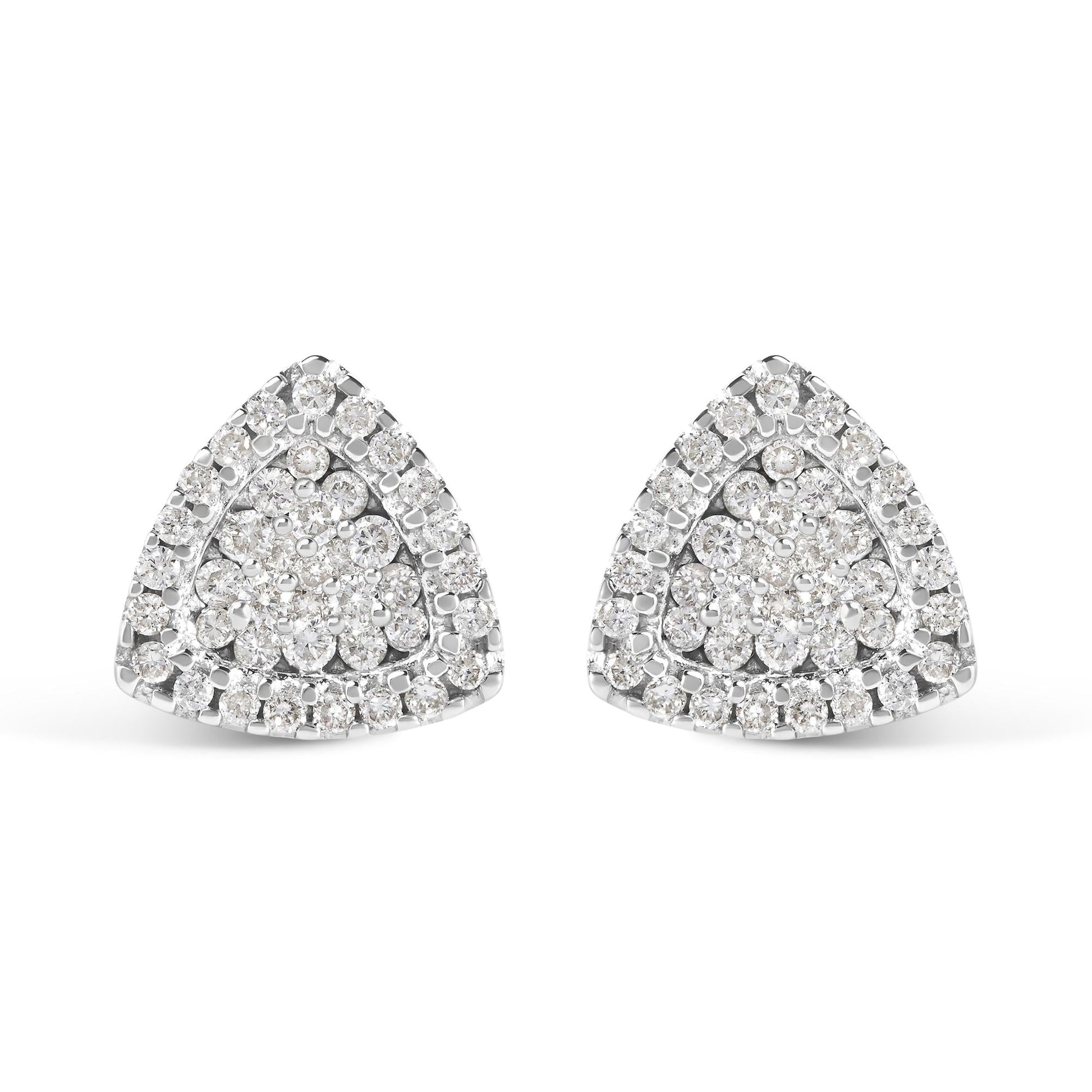 14K White Gold 1/2 cttw Trillion Shaped Diamond Stud Earrings (H-I Clarity, SI2-I1 Color)-0