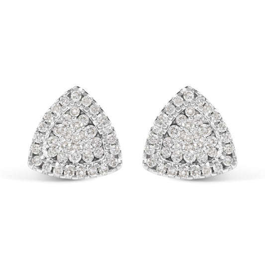 14K White Gold 1/2 cttw Trillion Shaped Diamond Stud Earrings (H-I Clarity, SI2-I1 Color)-0