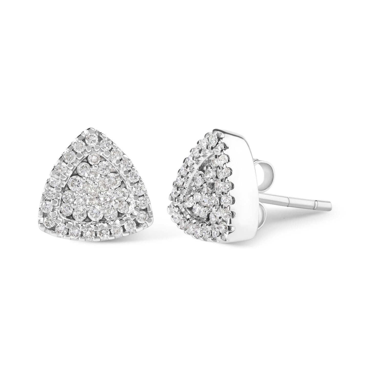14K White Gold 1/2 cttw Trillion Shaped Diamond Stud Earrings (H-I Clarity, SI2-I1 Color)-1