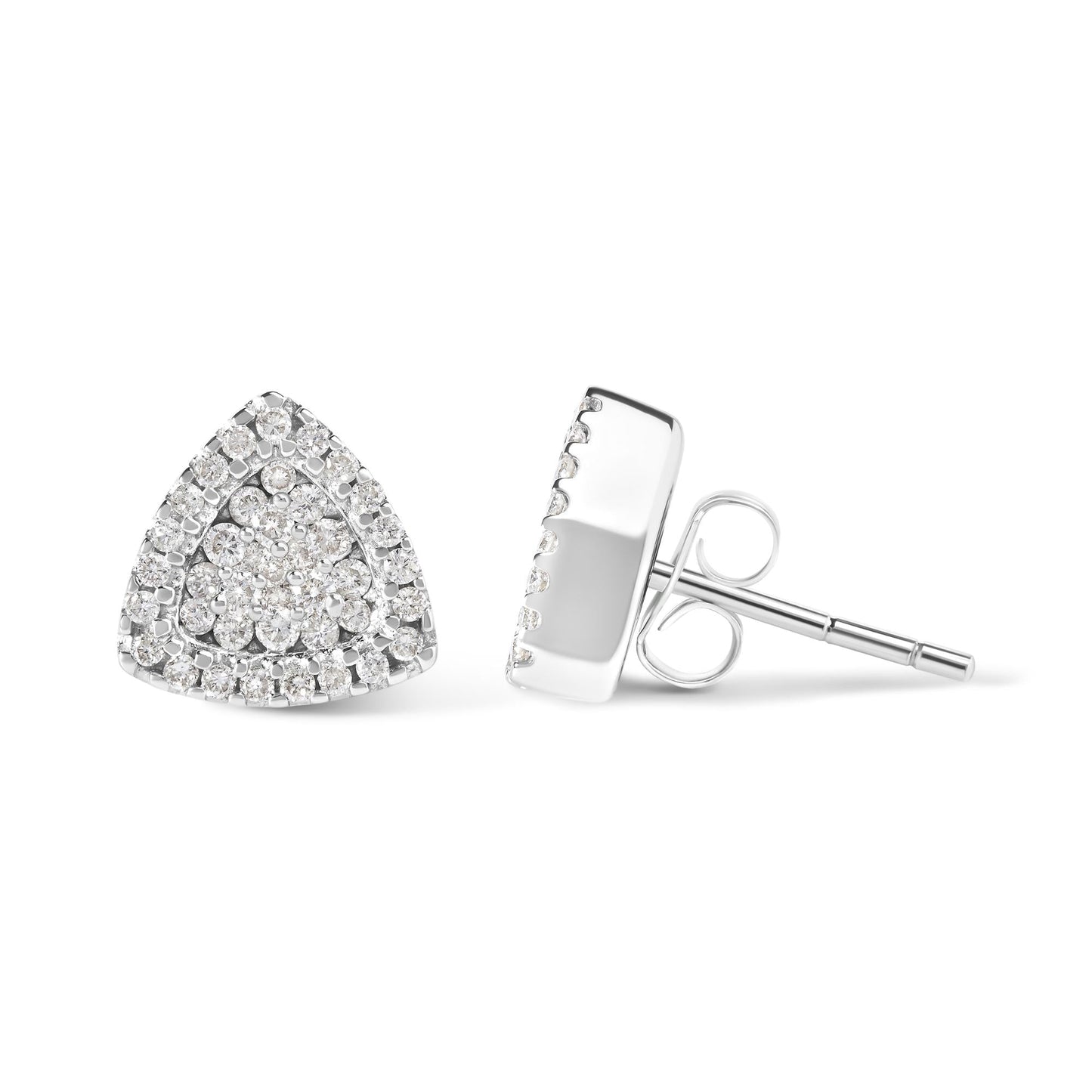 14K White Gold 1/2 cttw Trillion Shaped Diamond Stud Earrings (H-I Clarity, SI2-I1 Color)-3