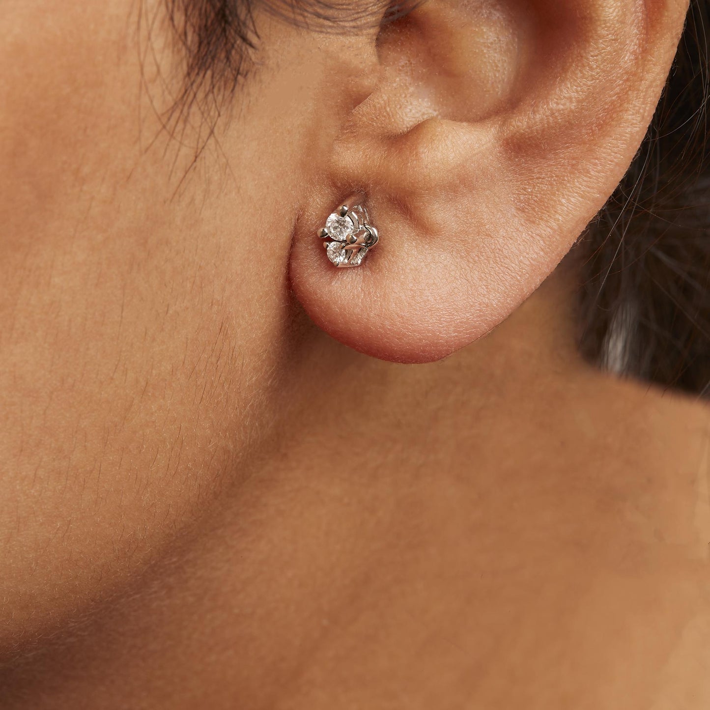 14K White Gold 1/4 Cttw Double Diamond Drop and Dangle Stud Earrings (H-I Color, SI1-SI2 Clarity)-2