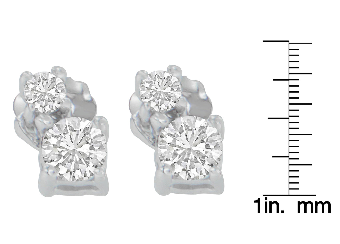 14K White Gold 1/2 cttw Round Cut Diamond Earrings (H-I, SI2-I1)-3