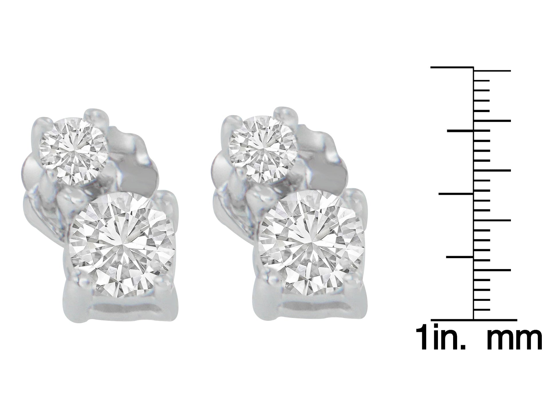 14K White Gold 1/2 cttw Round Cut Diamond Earrings (H-I, SI2-I1)-3