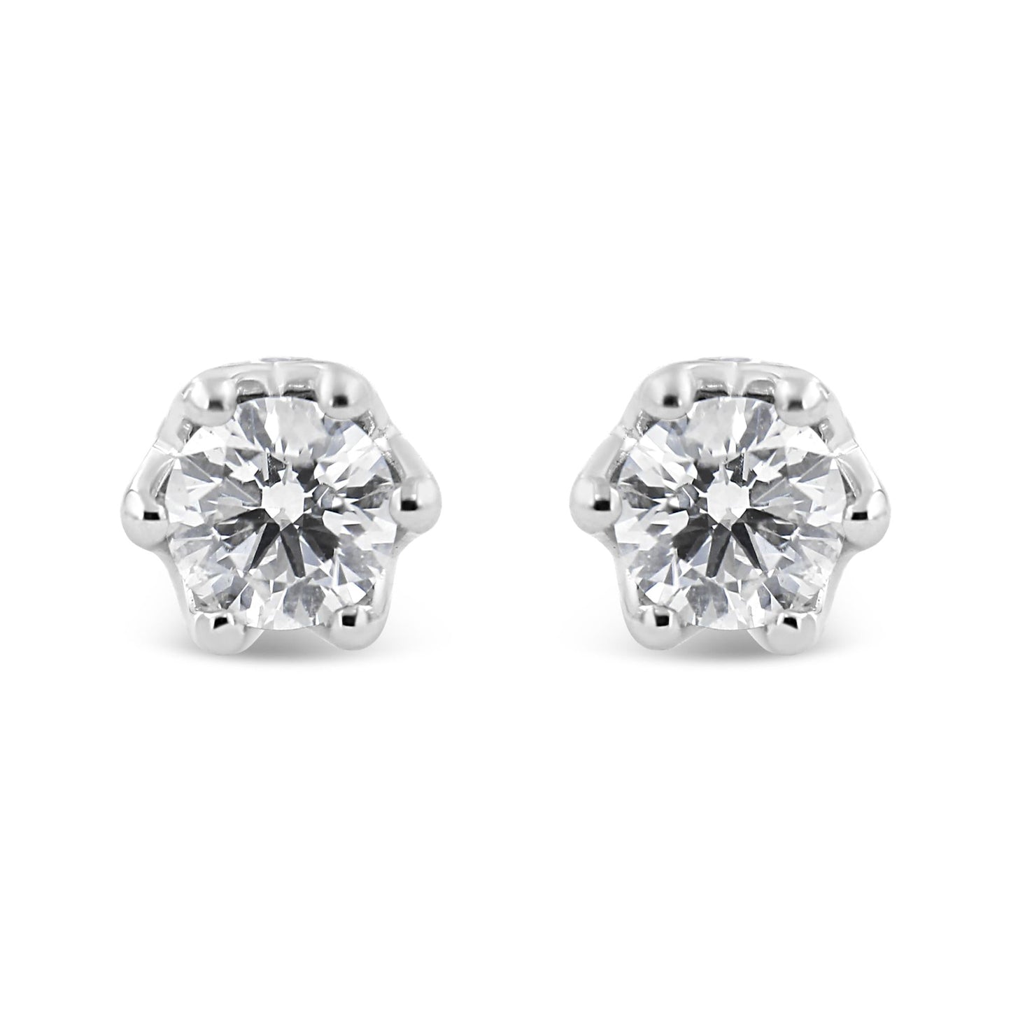 14K Gold 1/2 Cttw Round Diamond Crown Stud Earring (I-J Color, I1-I2 Clarity)-1